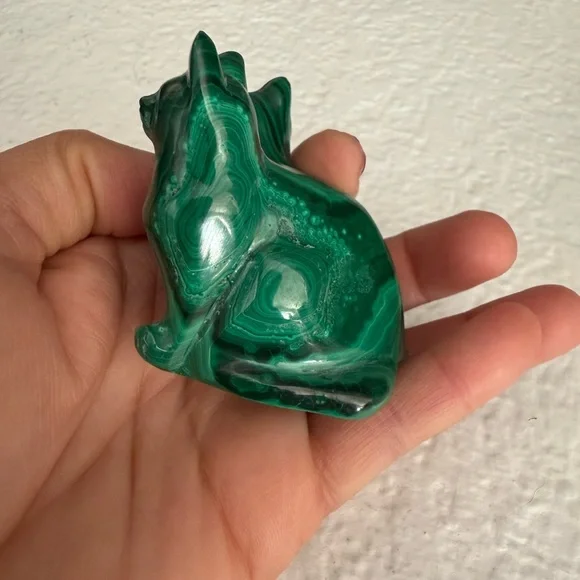 Green Malachite Cats Figurine Carved - Picture 5 of 13